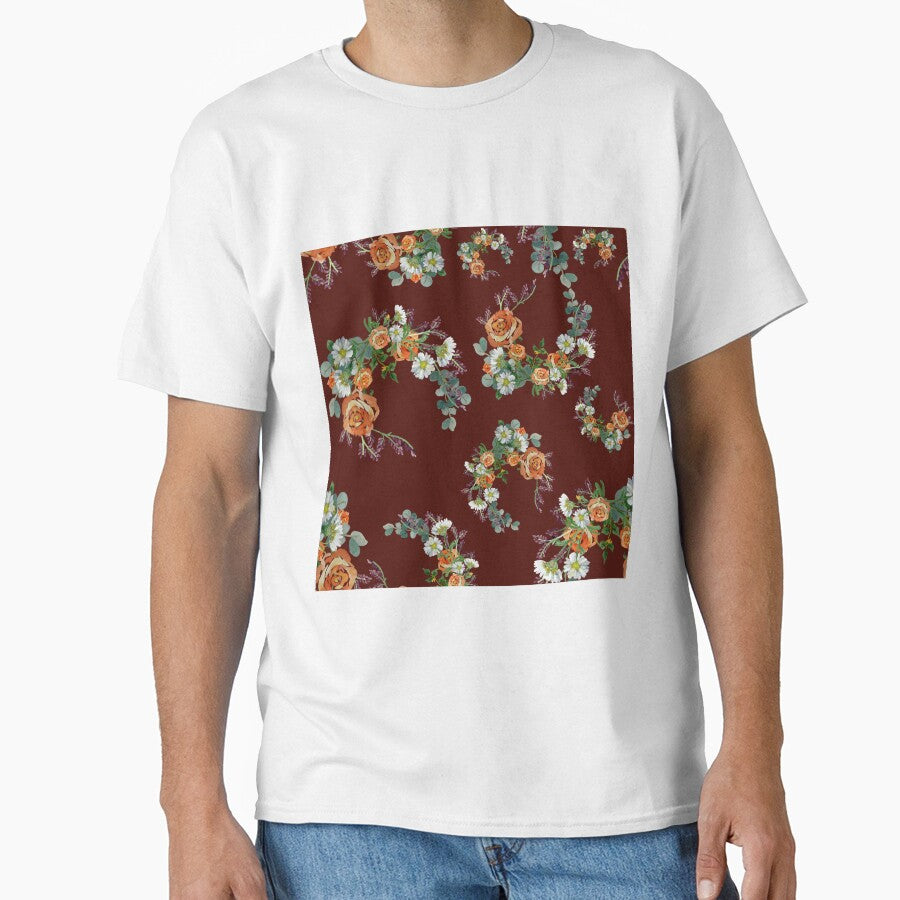 Flower rose daisy branch pattern a watercolor red by Yana Mustafina | Boho Soulful Designs