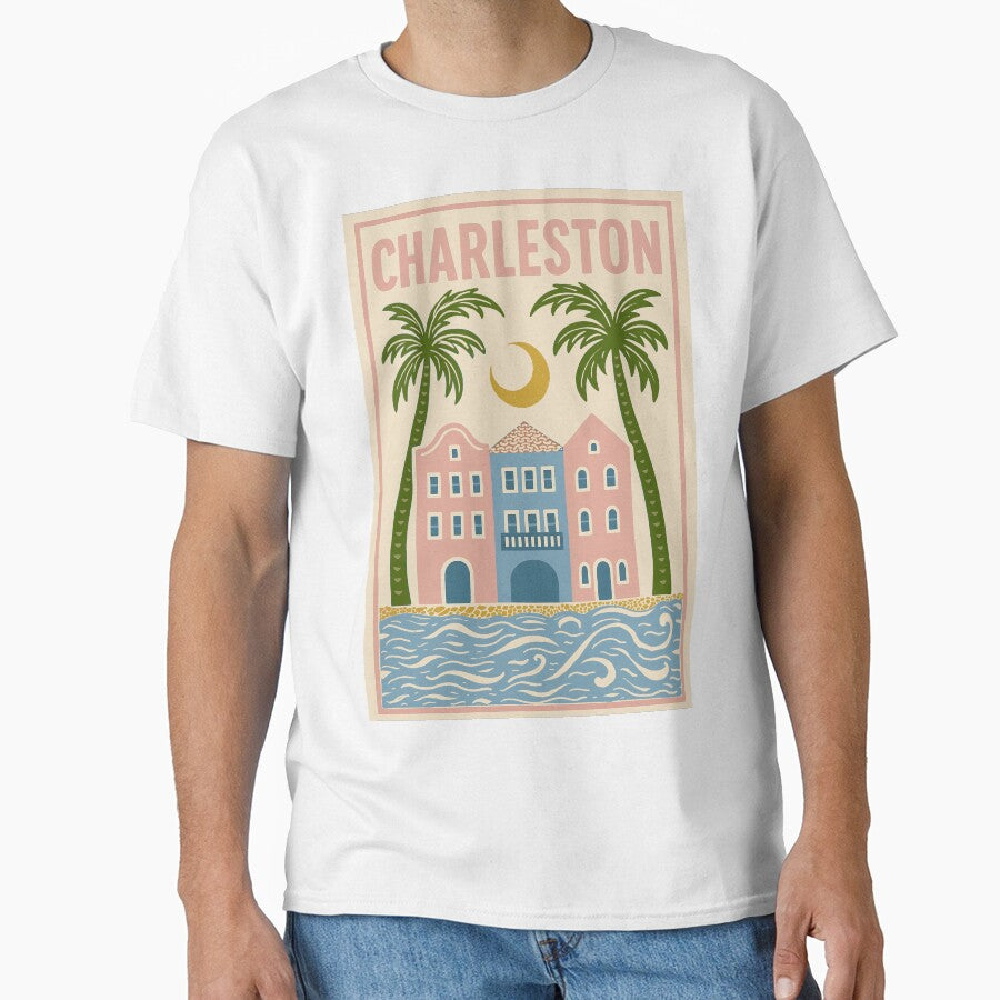 Charleston, SC vintage folk art poster by Spanish Castles