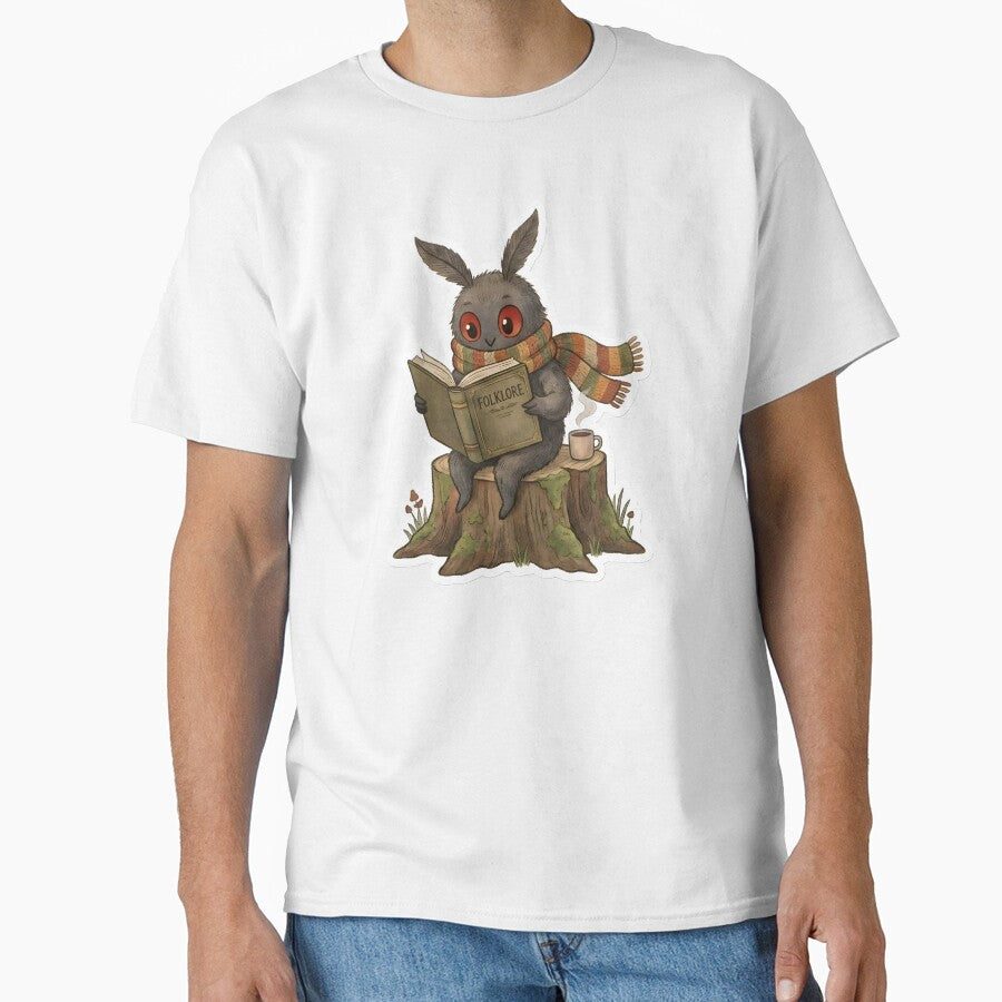 Cute Mothman Character Vintage Reading Cryptid Illustration Cozy Book Lover Aesthetic by StickyGuys