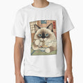 Japanese Ramen Cat Art - Ragdoll Eating Noodles Ukiyo-e Woodblock Print Style by PixelKool