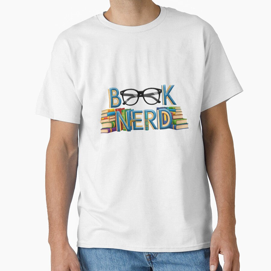 Book Nerd Typography With Glasses And Stack Of Books by pumsquare