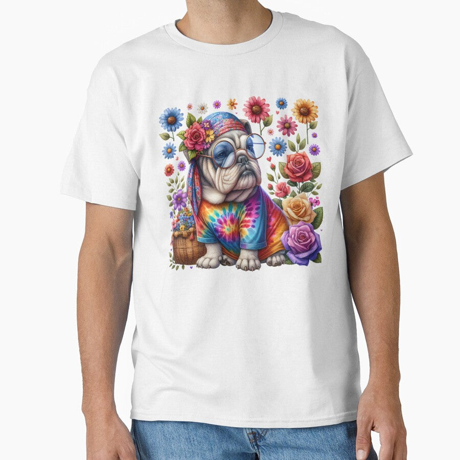 Adorable Hippie Bulldog Sublimation Design by Colorten