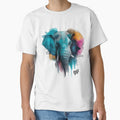 Vibrant Elephant Portrait – Turquoise Color Splash Line Art by Rozin-Design