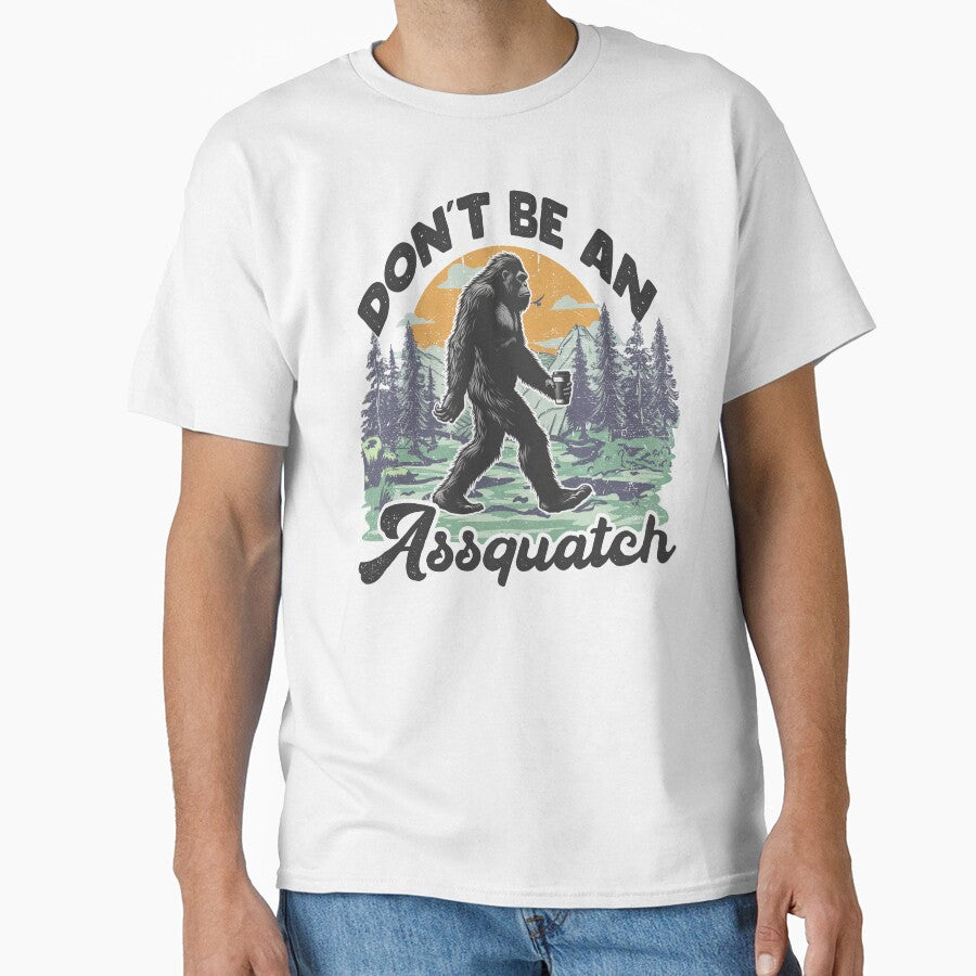 Don't be an Assquatch Bigfoot design Retro sublimation Funny camping And Hiking Tee print Funny quote graphic by MotivaChic