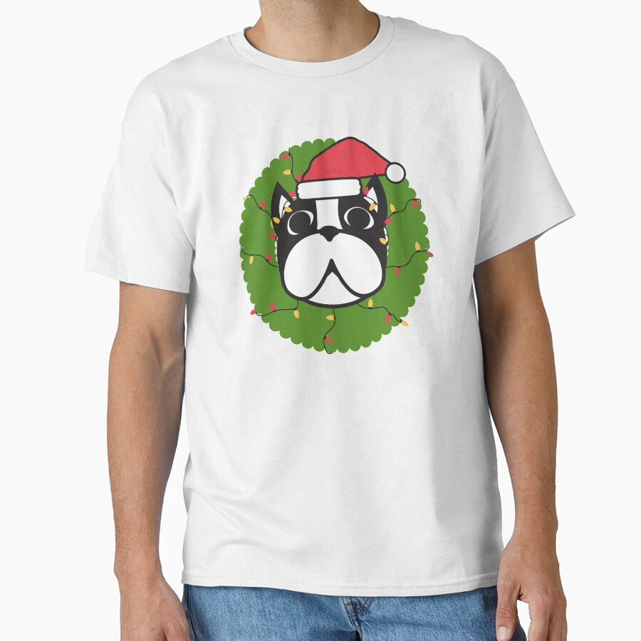 Cute Boston Terrier Merry Christmas Tree Funny Hello Winter Essential T-Shirt by PilaStudio