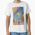 Man walking in a modern abstract art landscape. by angelisart