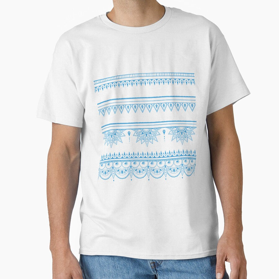 South asian patterns sky blue on black by Chaoticzarts