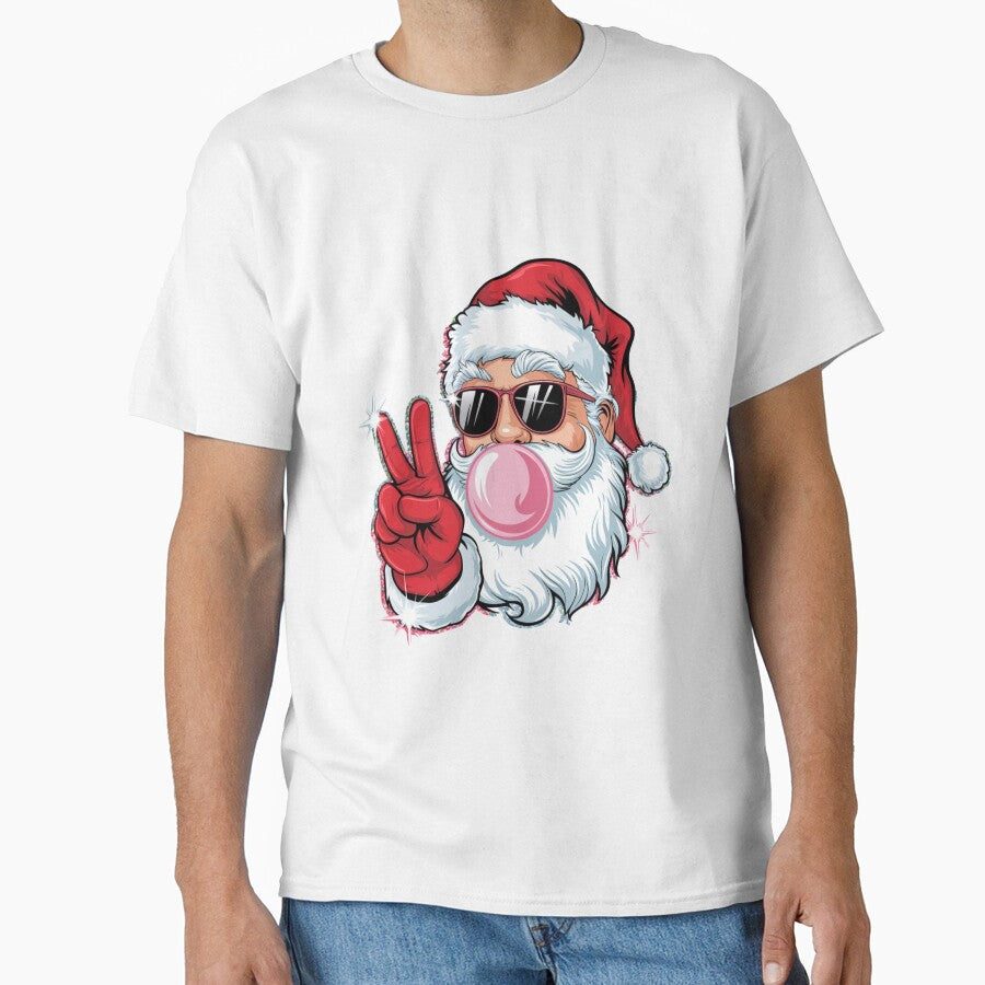 Retro Santa Christmas Blowing Bubble, Vintage Merry Christmas , Funny Santa With Sunglasses Xmas Holiday Sublimation by Bouchey