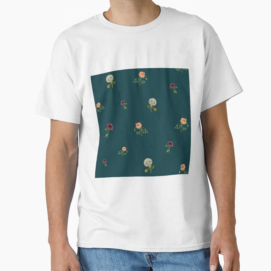 Dahlia hydrangea rose pattern cute a watercolor turquoise by Yana Mustafina | Boho Soulful Designs