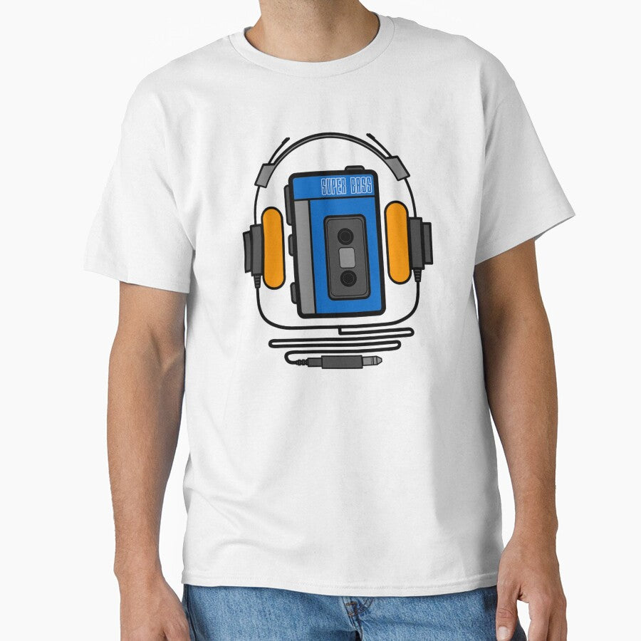Retro 80s 90s walkman cassette tape player with headphones by smARTwork