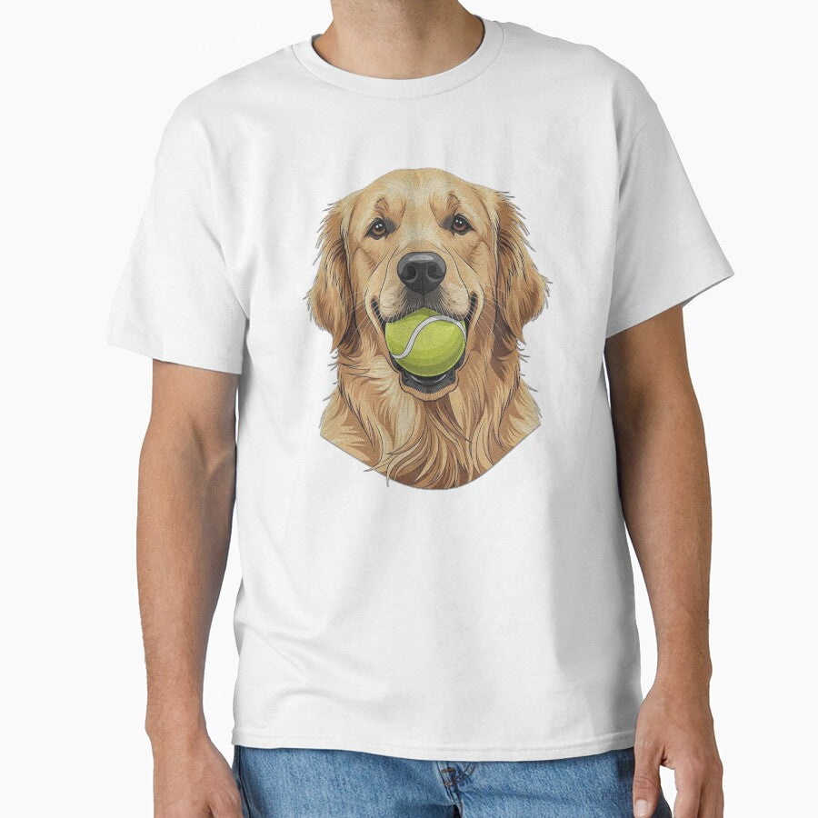 Golden Retriever With Tennis Ball Cute Dog Lover by franktact