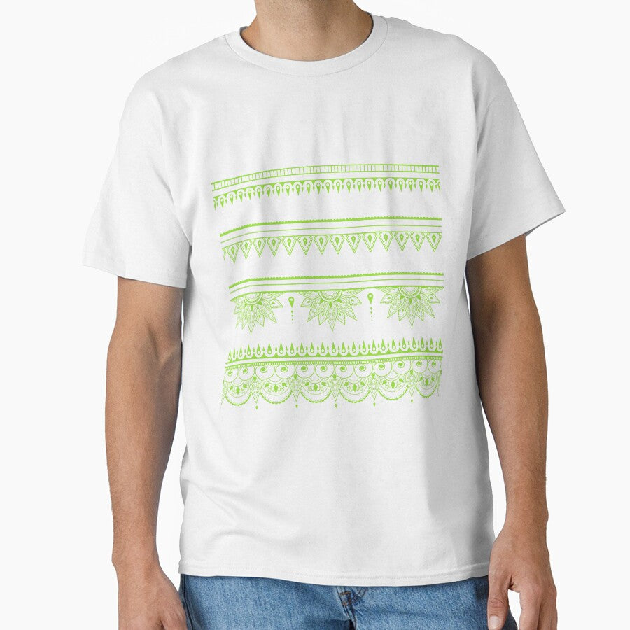 South asian patterns kiwi green on black by Chaoticzarts