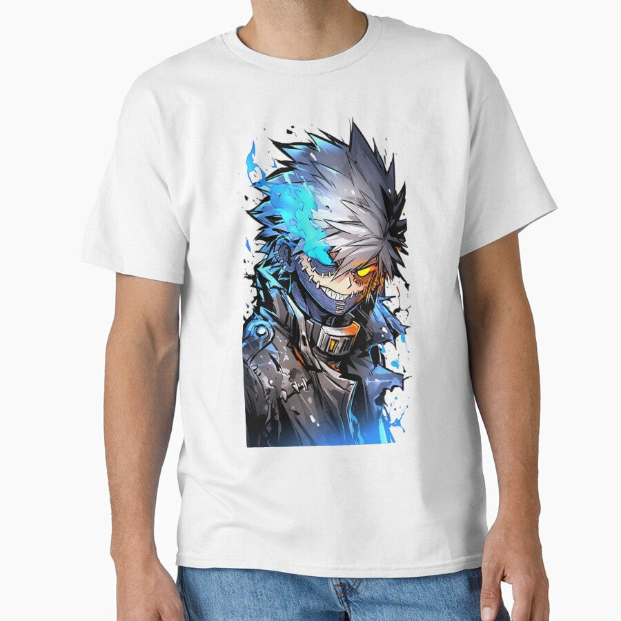 Blue Fire Anime Villain Aesthetic – Dark Manga Style Streetwear Design by Dyan4