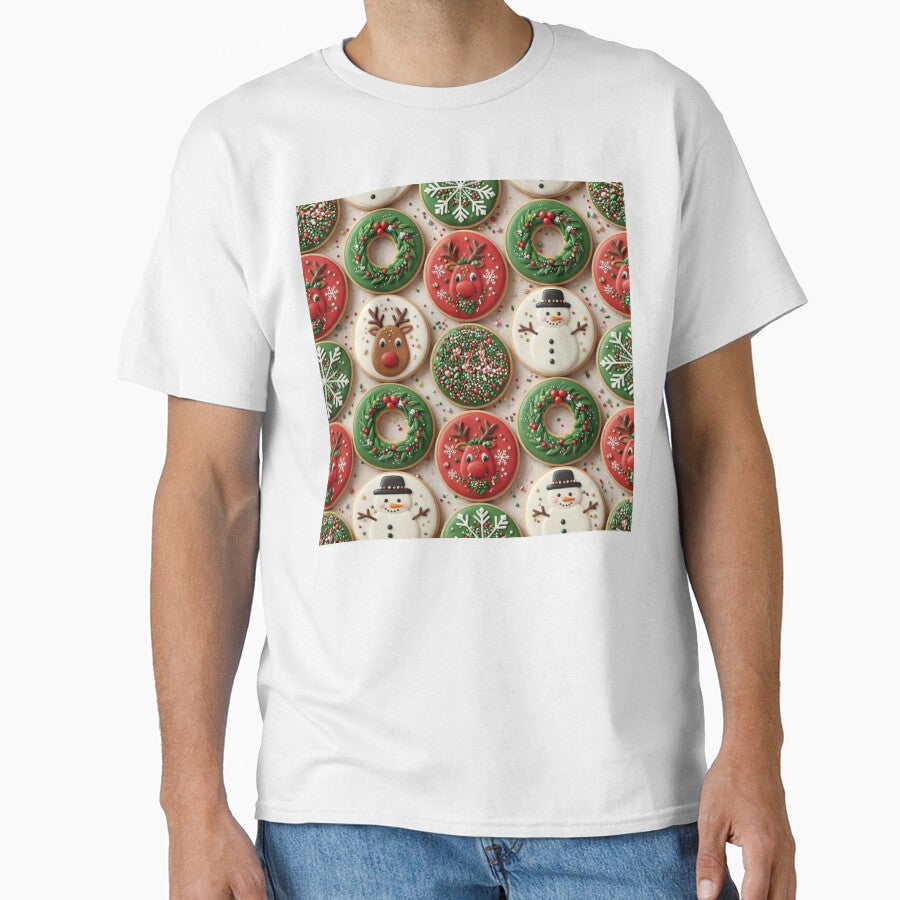 Decorated Christmas Cookie Pattern with Festive Icons by Fabricbella