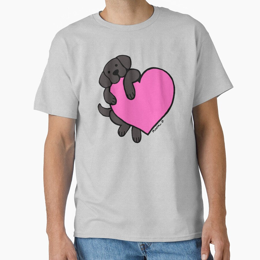 Black Labrador and Pink Heart by HappyLabradors