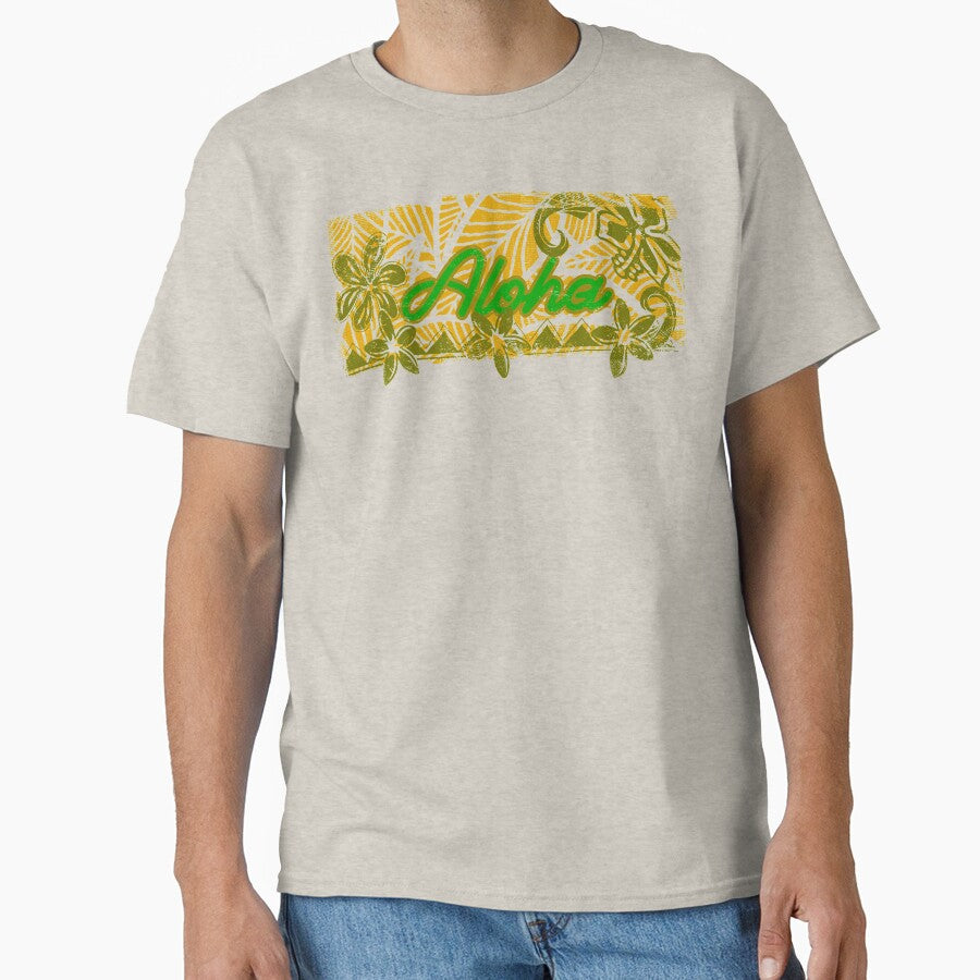 Vintage Distressed Ink Aloha Yellow Floral Banner by sunnthreads
