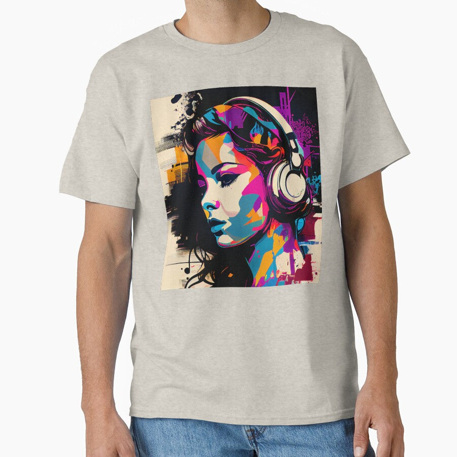 Beautiful music Girl with Headphones in the Style of Pop Art by KOTOdesign
