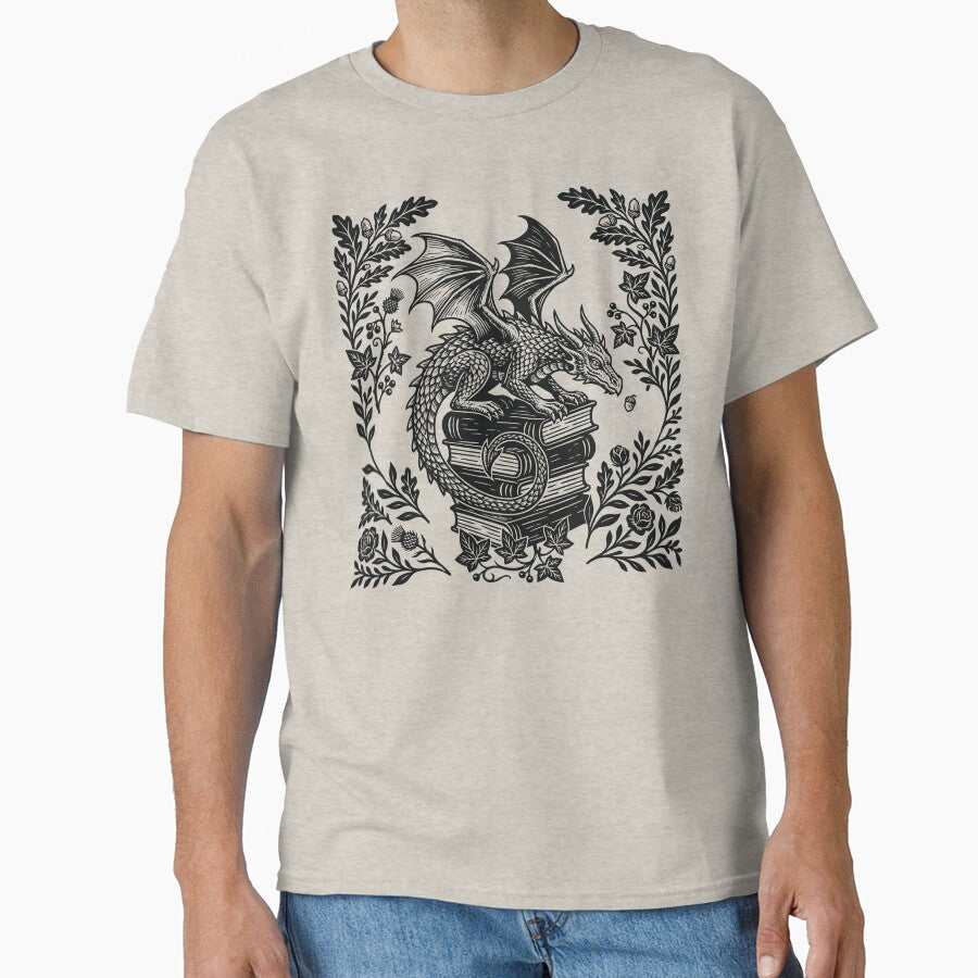 Dragon & Books Fantasy Reader Floral Bookish by Y-Vibes