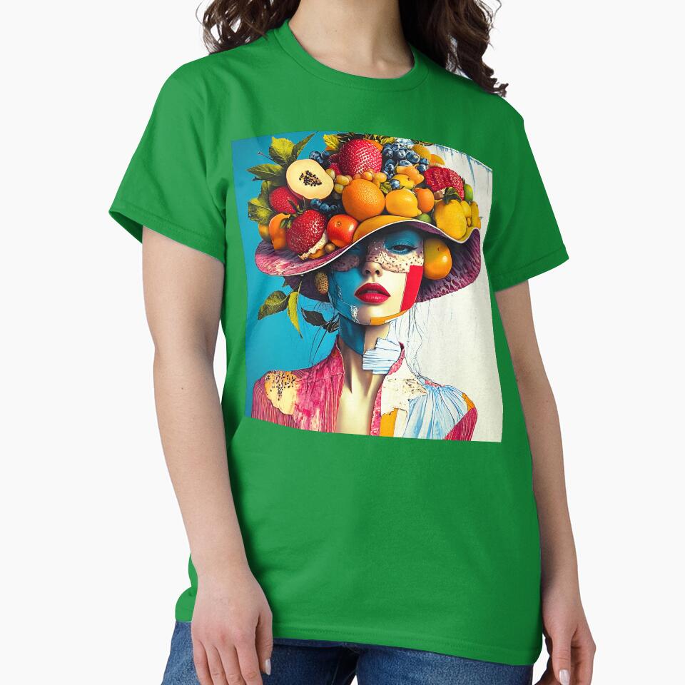 Whimsy Pop Art Female With Colorful Fruit Hat by DEC02