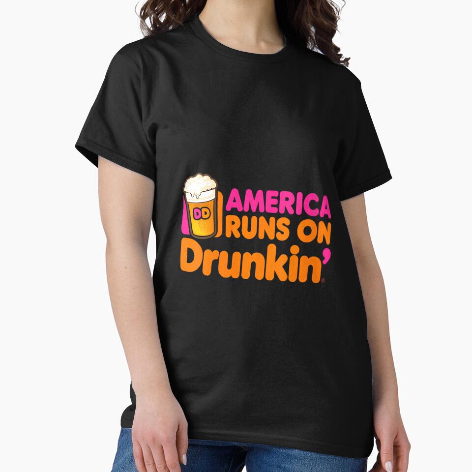 Women's America Runs on Drunkin Funny Sarcastic Joke Graphic Novelty by DorisSPipkin