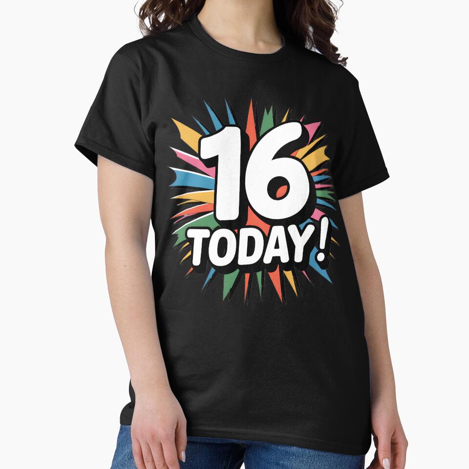 16 Today simple unisex graphic for 16th birthday by Pixel Palace