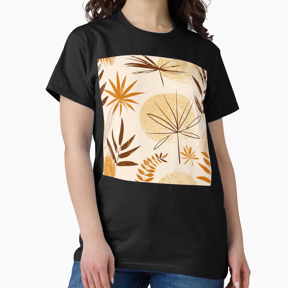 Boho Earthtones, Taupe, And Orange Leaves Abstract Designs by DEC02