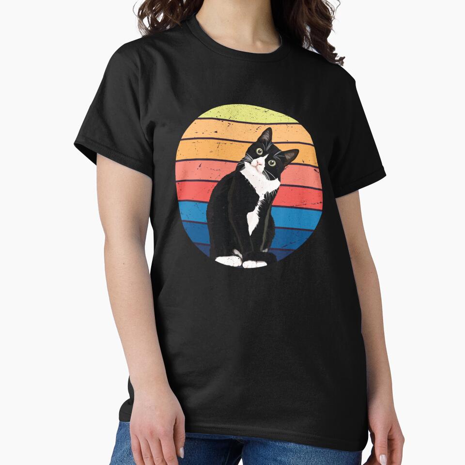TUXEDO CAT GIFT RETRO COLORS FOR ANIMAL LOVERS by sobriowslen