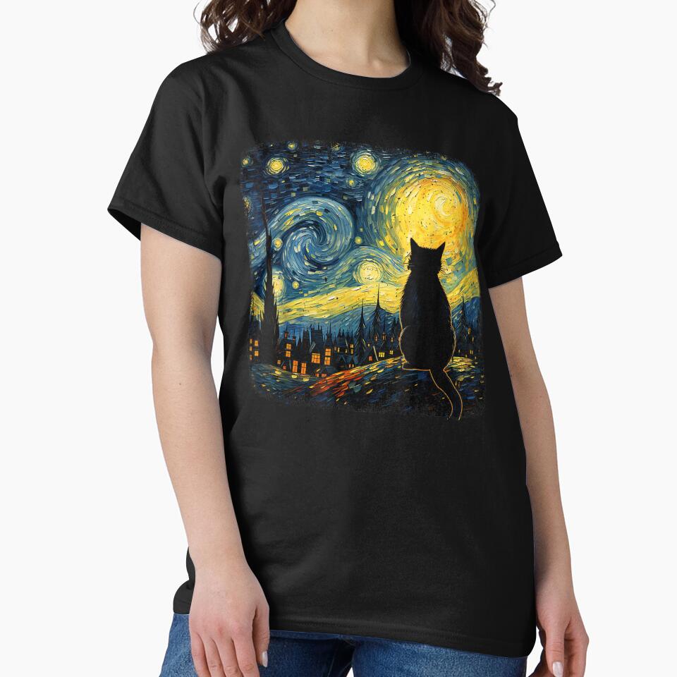 Cat Starry Night Van Gogh Cat For Cat Lover Cat Mom Cat Dad by Phoemps