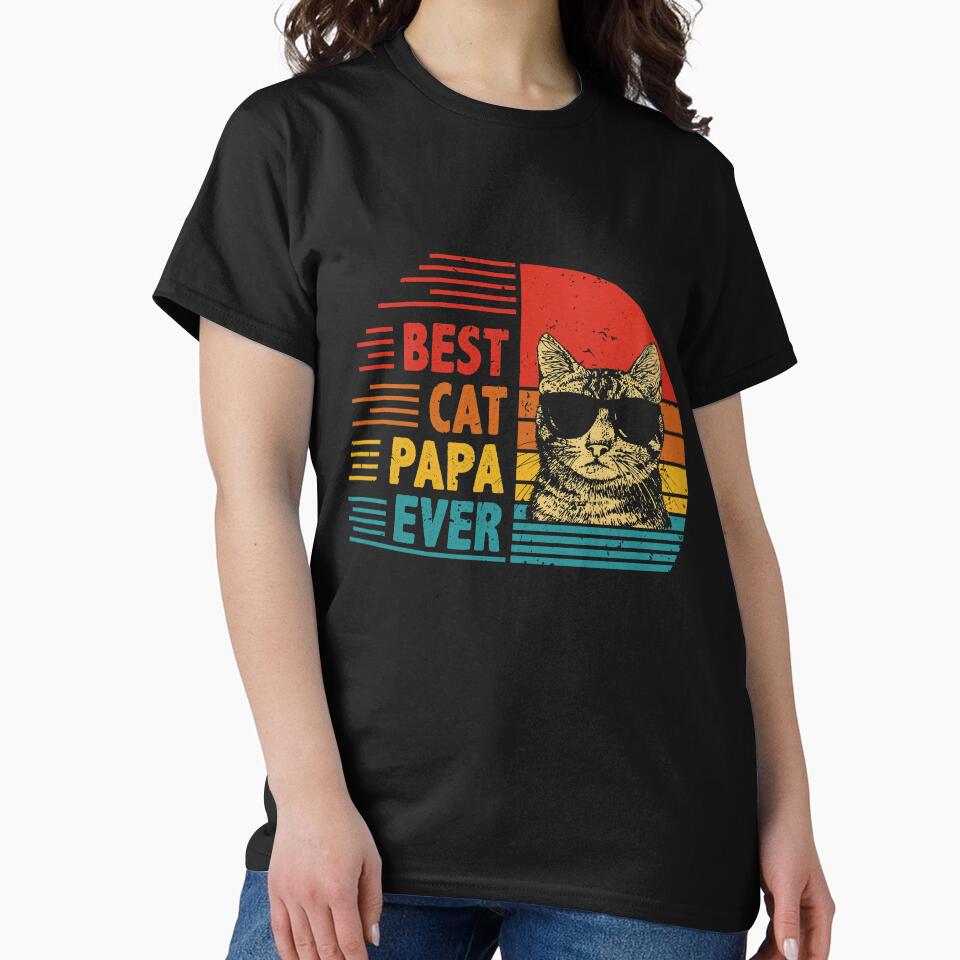 Vintage Retro Best Cat Papa Ever Funny Cat Lover Father's Day Gift by EdwinaEmmanoiCo