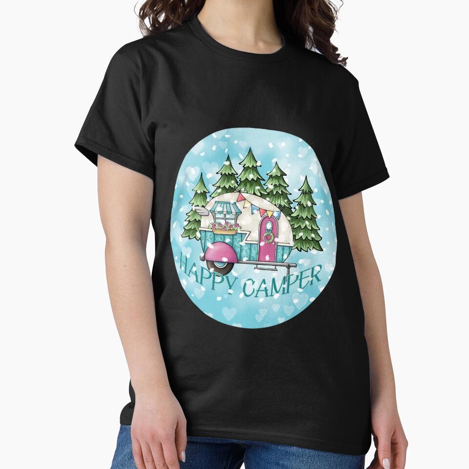 Christmas Happy Camper Sublimation Design, PNG Round Christmas Camping Ornament Template, Door Hanger, Digital Download by hoangminhsang