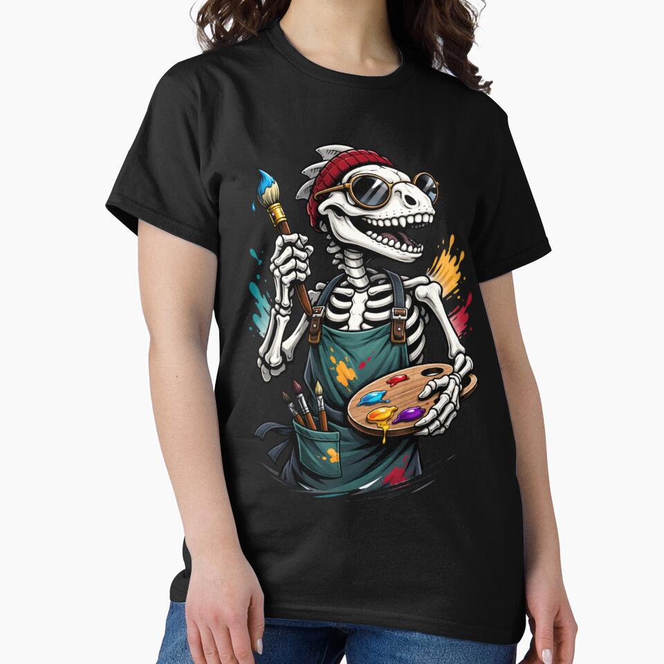 Painter Chameleon Skeleton – Creative Artist Aesthetic Art by ColorSplash123