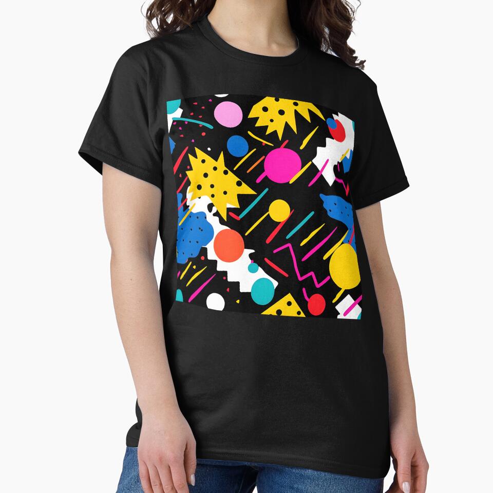 Pop Art Pink, Blue, Yellow, Black Abstract Designs by DEC02