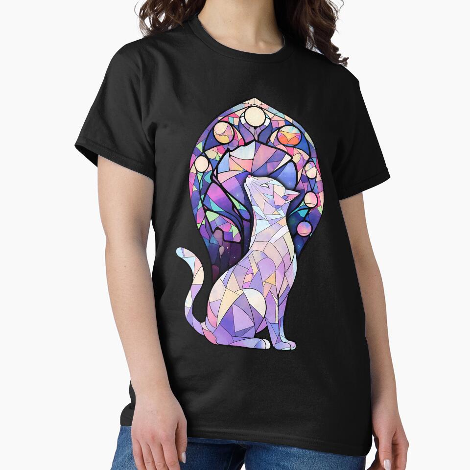 Colorful stained glass white cat- Halloween 2023 by octoboobs
