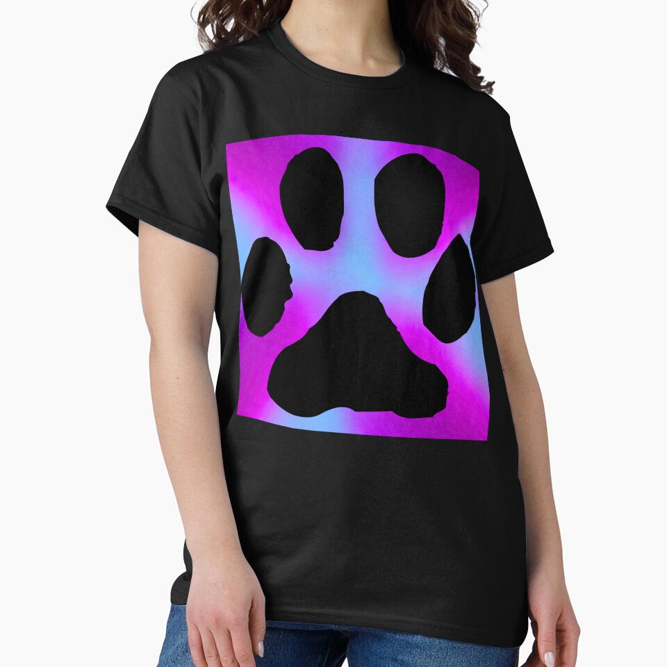 Dog Paw Print Silhouette on Cool Blue, Magenta & Purple Gradient Background by Fredster1966