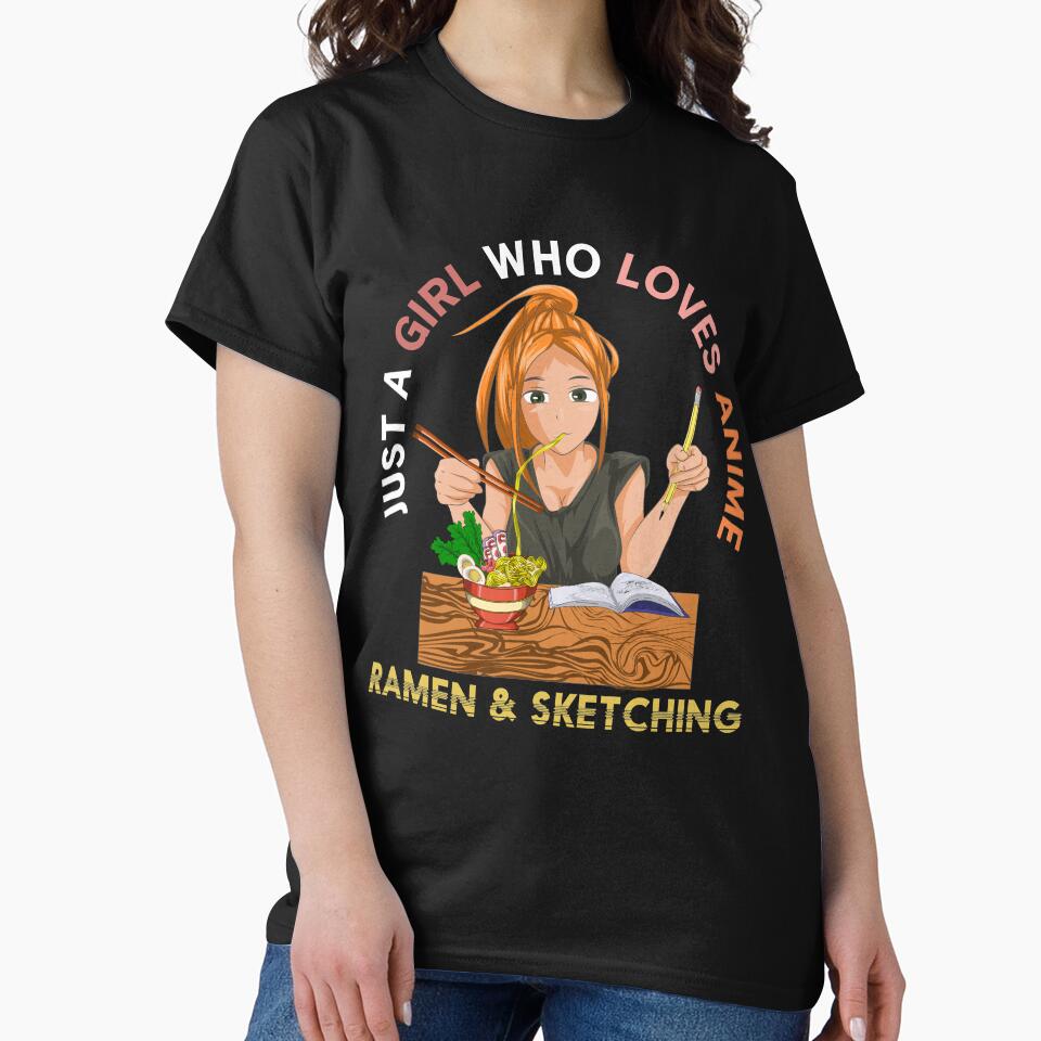 Ramen Sketching Foodie Kawaii Girl Anime by bestshirtdesign