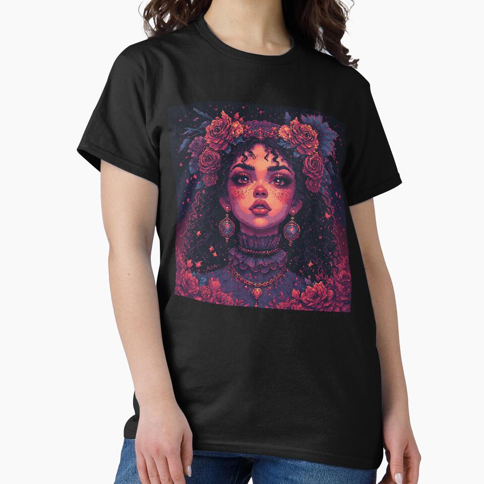 Retro Beautiful Girl Red Flowers by jimcaza