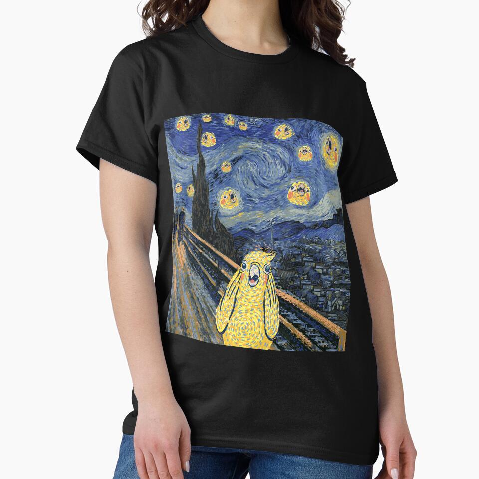 Cockatiel Starry Night - Van Gogh and Munch Birbs Parody by Birb-Merch