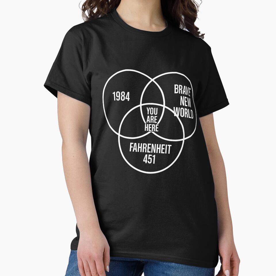 Dystopian Venn Diagram Sticker – 1984, Brave New World, Fahrenheit 451 by Evanka