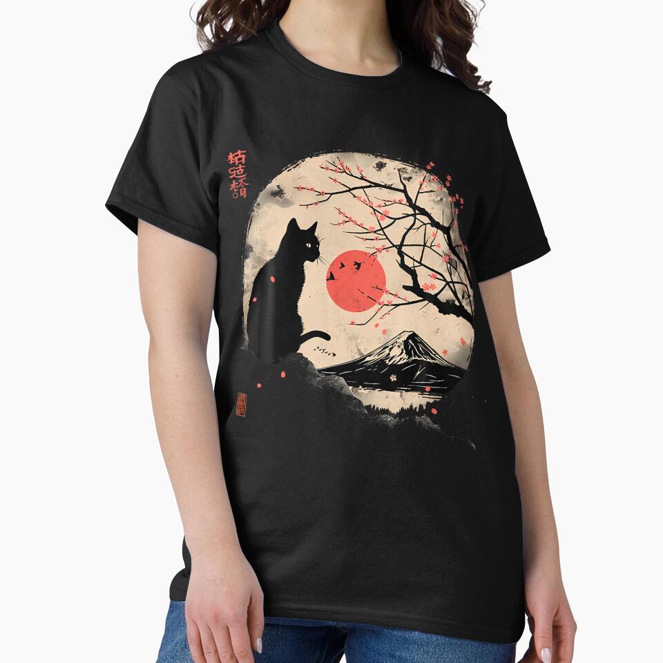 Black Cat Vintage Japan Art Japanese Theme Retro Print by charlettebren