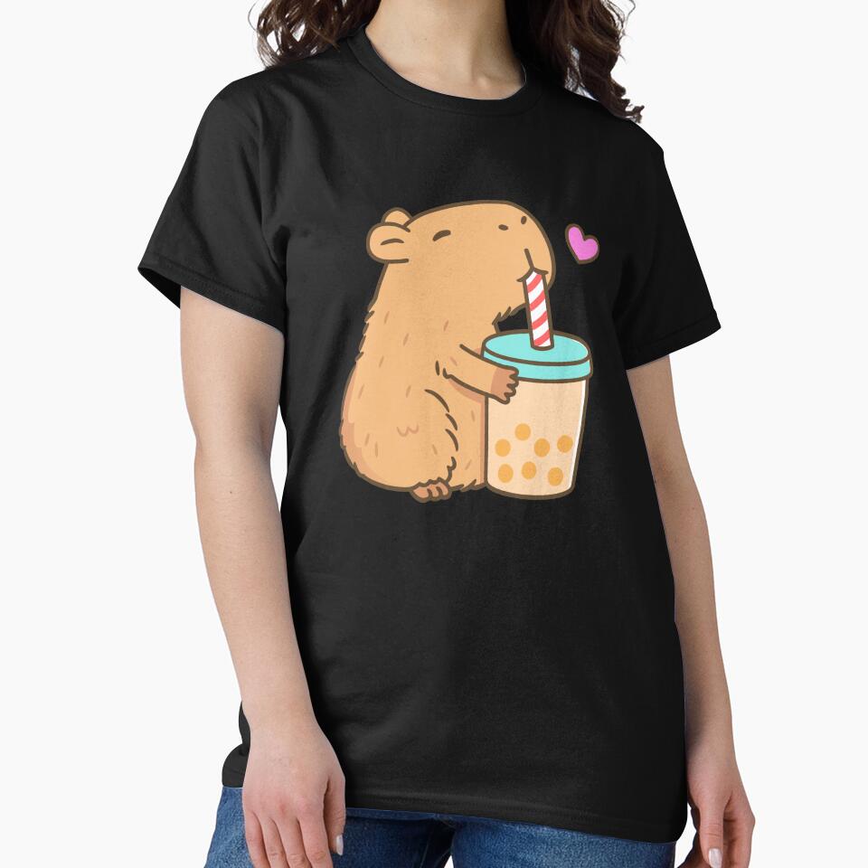 Cute Capybara with Bubble Tea by JesterKrewArt