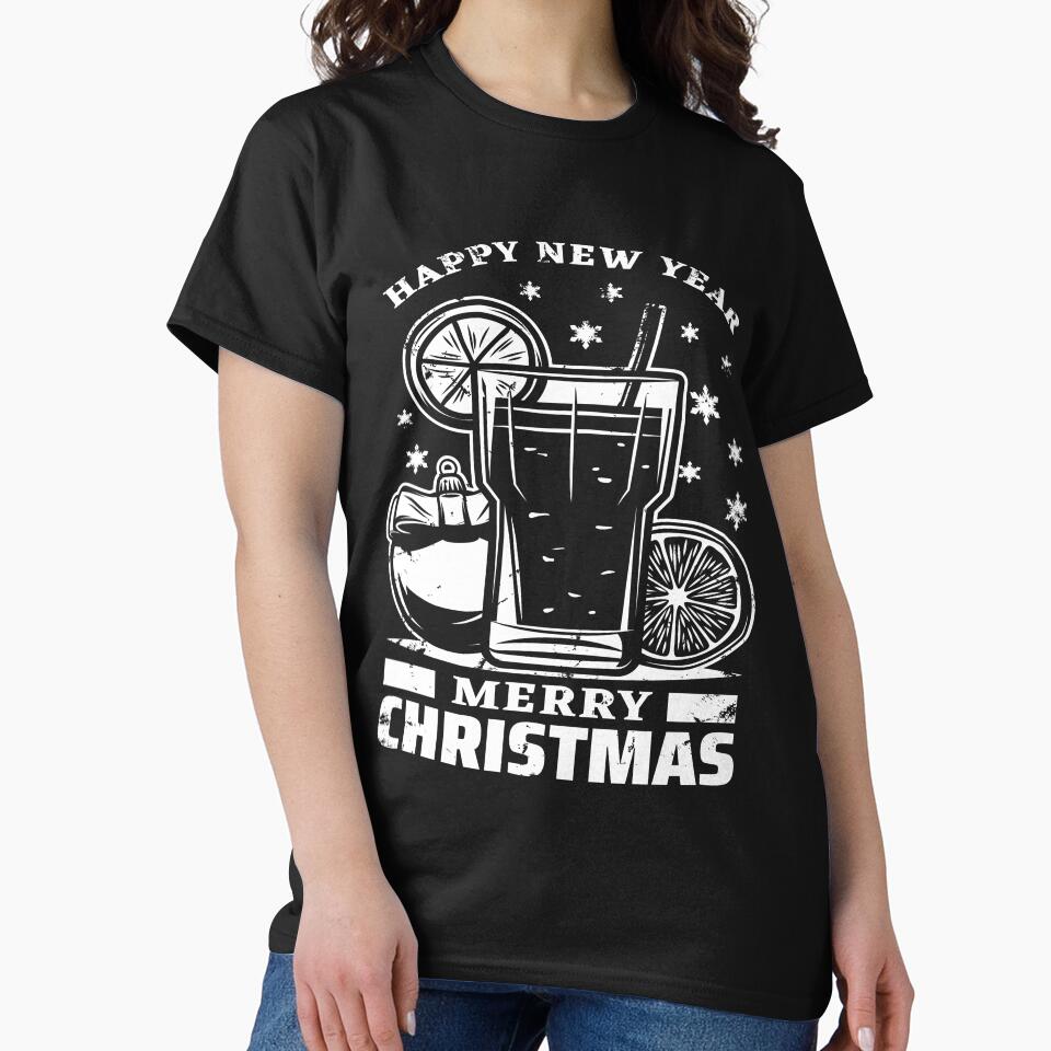 Christmas holiday with inscriptions cocktail lemon essential t-shirt by ougraz24