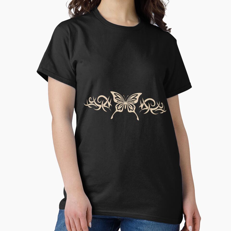 Brown Butterfly Tattoo Fairycore Dark Grunge y2k Aesthetic Short Sleeve by krvusseh98