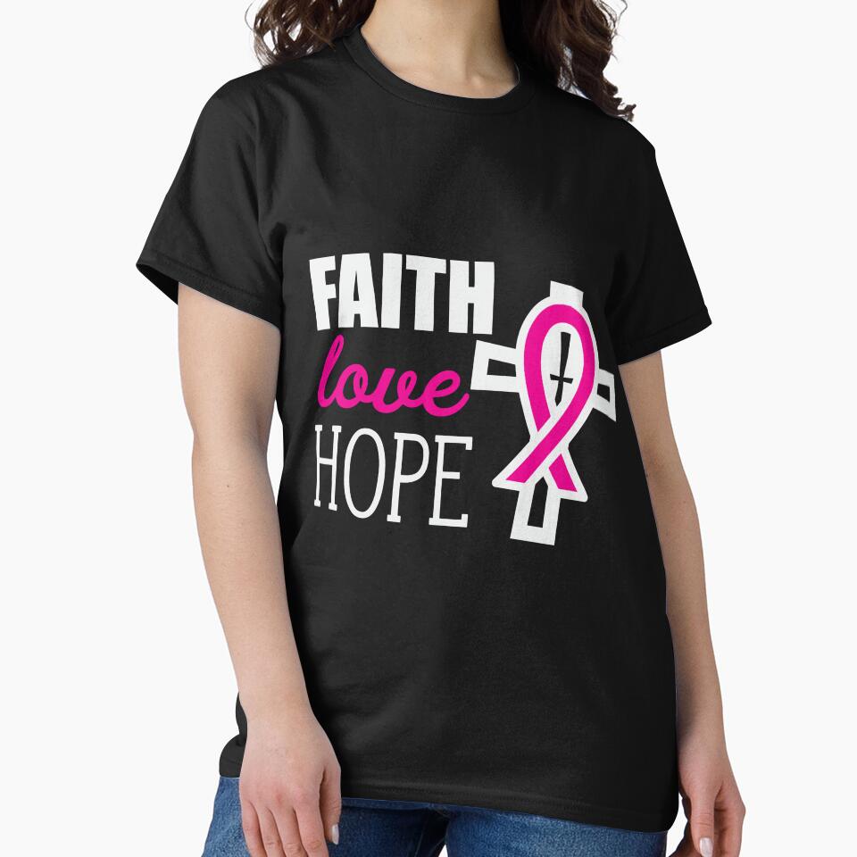 Faith Love Hope Breast Cancer Awareness Tee by AllStarMerch