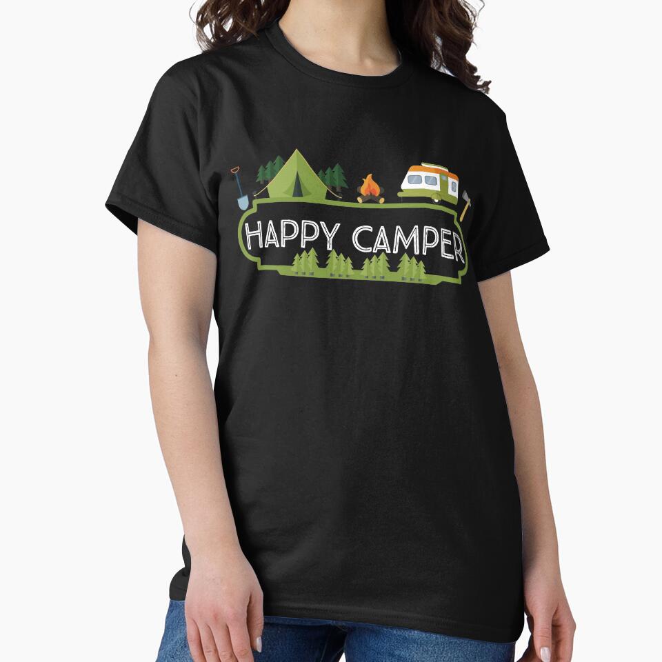 Happy Camper Camping Vintage Hobby Novelty T-Shirt by Bendthetrend