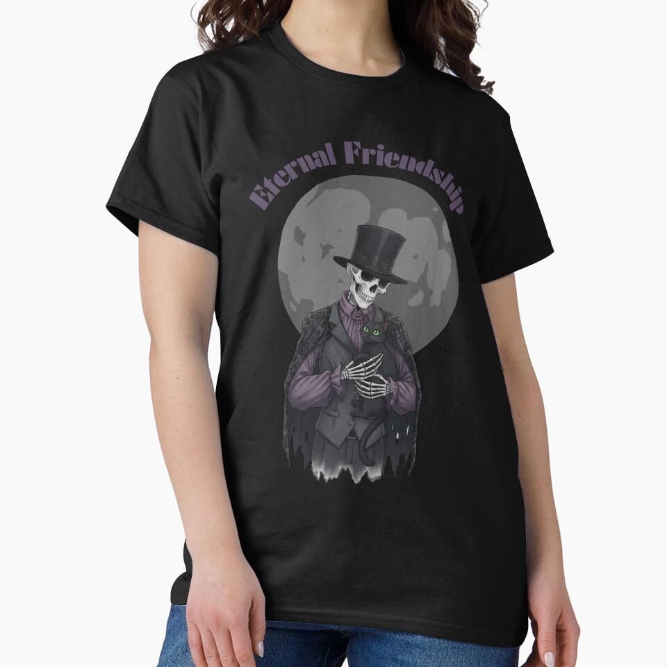 Eternal Friendship- Gothic Skeleton & Black Cat by Lavender-Kitty