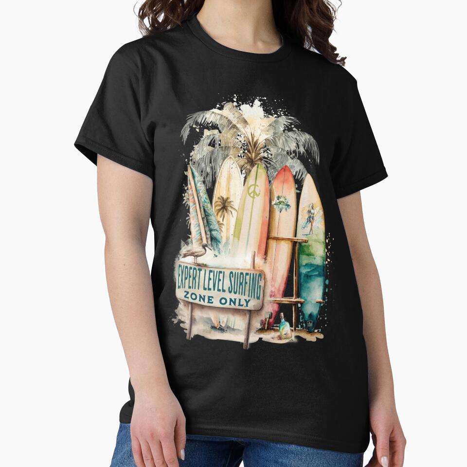 Vintage Classic Retro Surfing, Expert Surfing Zone Only by OceanIconic