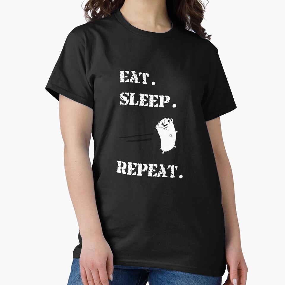 Eat Sleep Go Repeat Language Logo Mascot Long Sleeve T-Shirt by Rainwater Merch