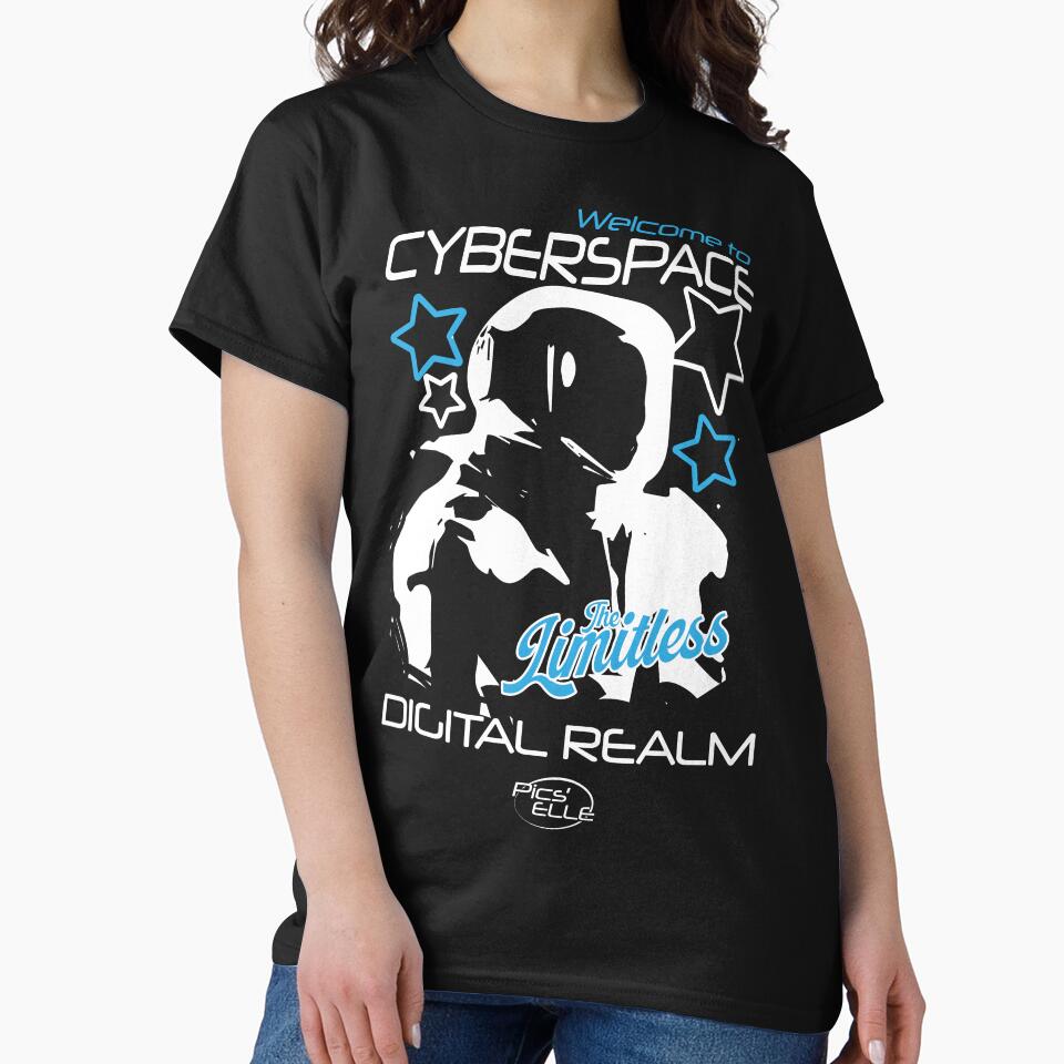 CYBERSPACE – White and blue astronaut on futuristic black background Y2K by Pics'Elle Creations