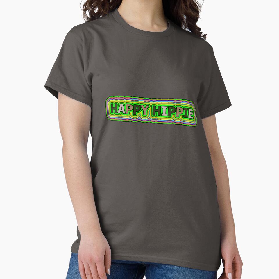Happy Hippie Words Hippie Vibes Retro Lines 4 of 4 by Beachy