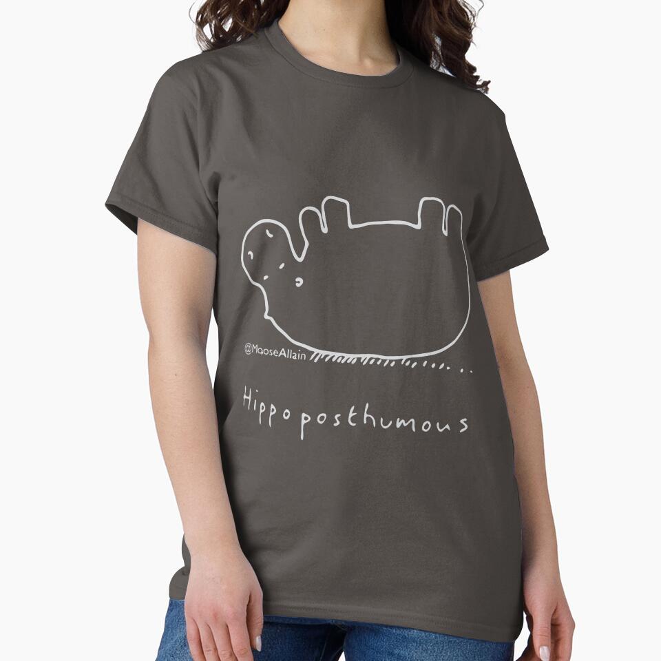 Hippoposthumous (Pale print for dark t-shirts) by worldofmoose